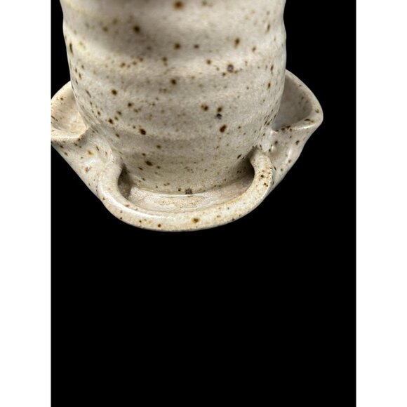 Hand thrown Pottery Stoneware 4 Slot Toothbrush Holder Natural w Brown Speckles - Picture 5 of 8